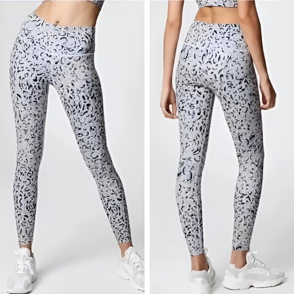 Varley Century 7/8 Leggings Blue Ivory Cheetah Print Size S - Picture 1 of 7